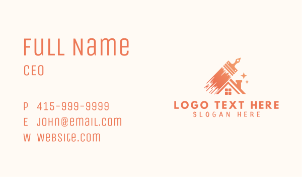 Orange Paintbrush Home Business Card Design Image Preview