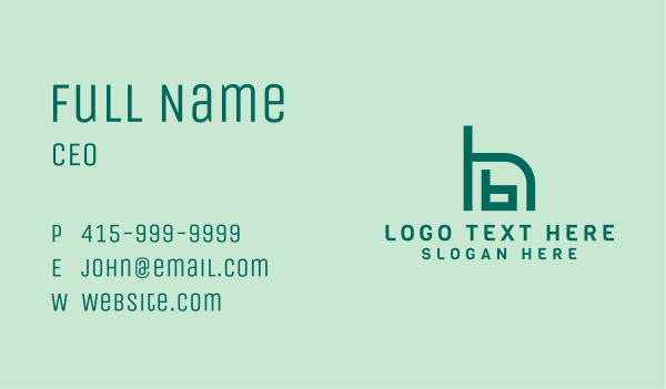 B & H Chair Monogram Business Card Design Image Preview