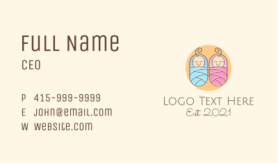 Twin Baby Shower Business Card Image Preview