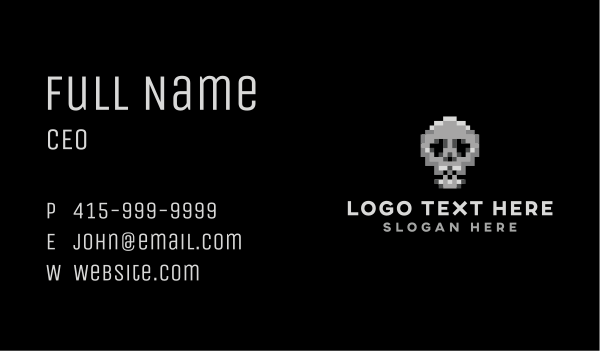 Pixel Gaming Skull Business Card Design Image Preview