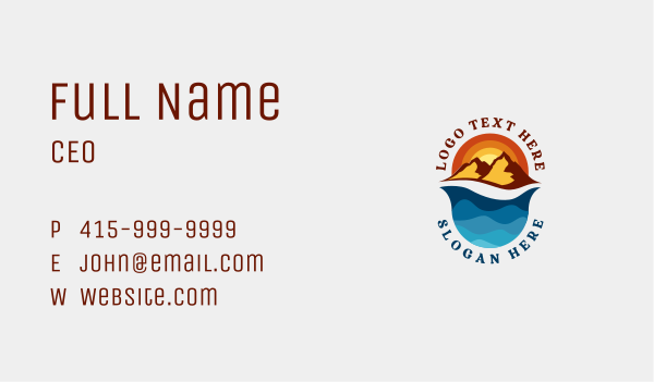 Sunrise Beach Mountain Business Card Design Image Preview
