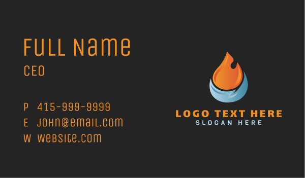 Hot Cold Droplet HVAC Business Card Design Image Preview