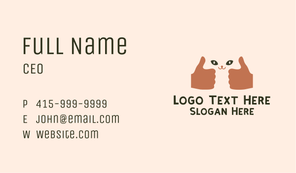 Good Cat Thumbs Up  Business Card Design Image Preview