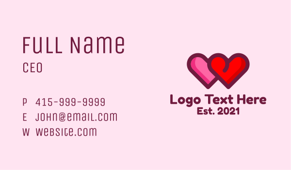 Valentine Couple Hearts Business Card Design Image Preview