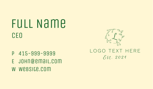 Organic Herb Letter Business Card Design Image Preview