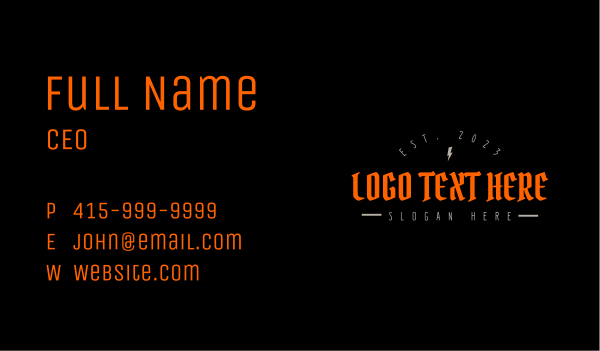 Thunder Tattoo Wordmark Business Card Design Image Preview