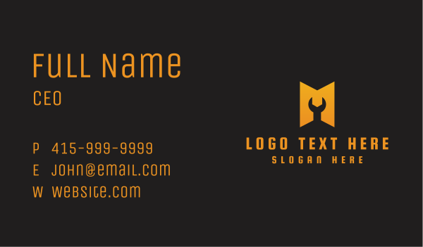 Yellow Wrench Letter M Business Card Design Image Preview