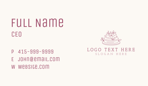 Floral Wedding Cake Business Card Design Image Preview