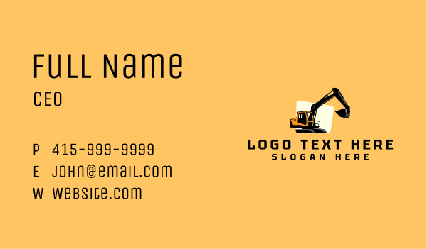 Construction Digging Excavator Business Card Design Image Preview