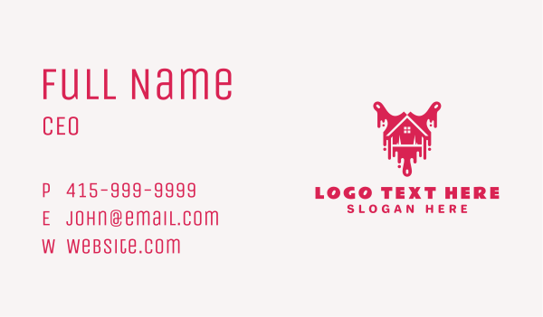 Pink Paintbrush Home Business Card Design Image Preview