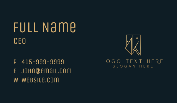 Luxury Gold Letter K Business Card Design Image Preview