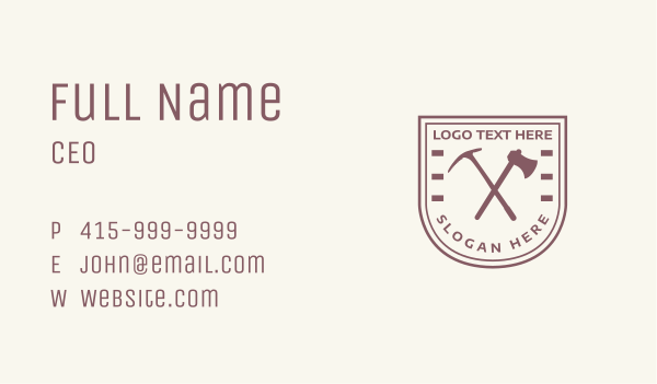Pickaxe Tool Workshop Business Card Design Image Preview