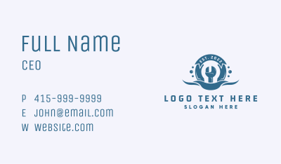 Plumbing Wrench Emblem Business Card Image Preview