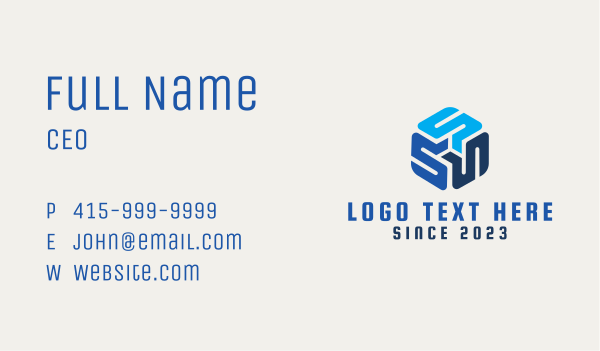 Tech Cube Letter S  Business Card Design Image Preview
