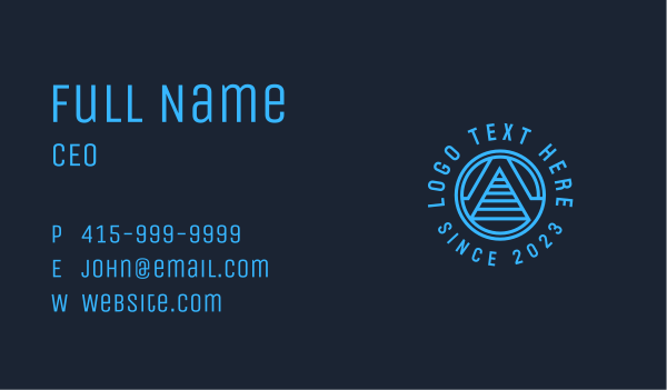 Cyber Pyramid Letter A Business Card Design Image Preview