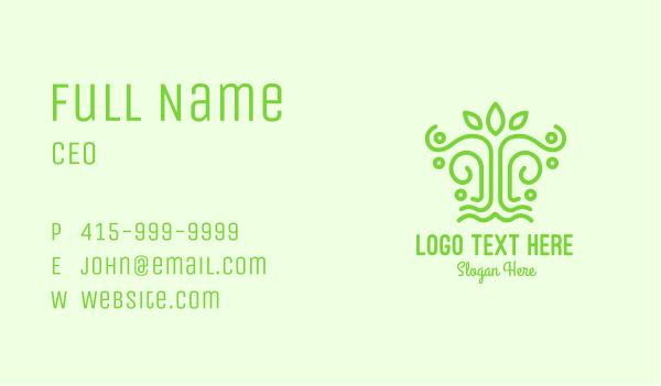 Green Minimalist Tree Business Card Design Image Preview