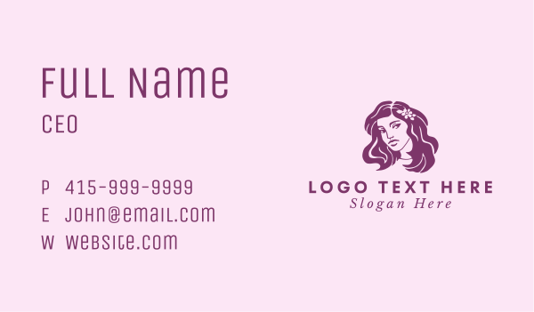 Purple Floral Woman  Business Card Design Image Preview