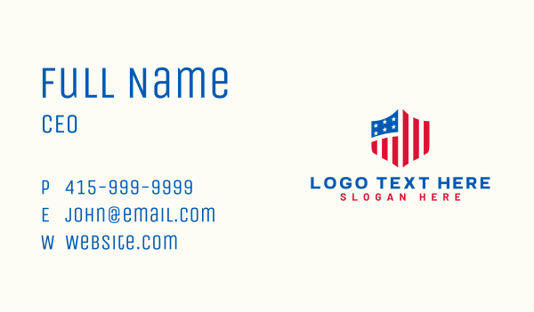 American Patriotic Shield Business Card Design Image Preview