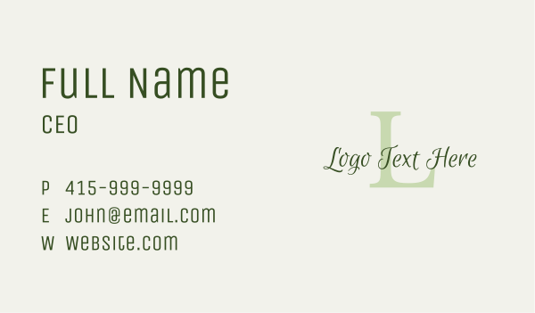 Elegant Green Brand Lettermark Business Card Design Image Preview