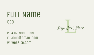 Elegant Green Brand Lettermark Business Card Image Preview