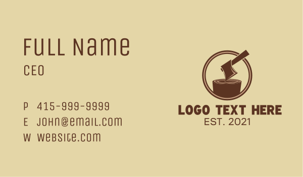 Axe Woodcutter  Business Card Design Image Preview