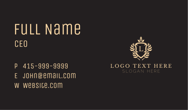 Elegant Crown Shield Emblem Business Card Design Image Preview