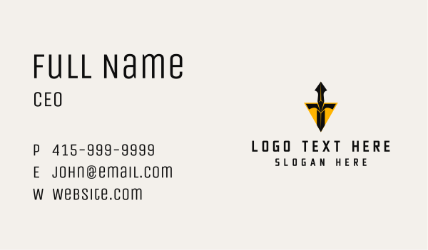 Gaming  Medieval Sword Business Card Design Image Preview