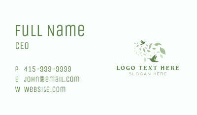 Flying Hummingbird Leaf Business Card Image Preview