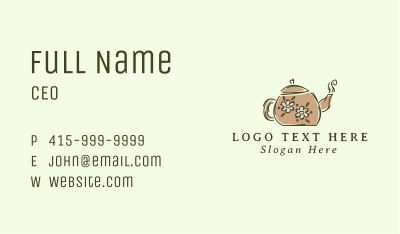 Floral Teapot Tea Business Card Image Preview