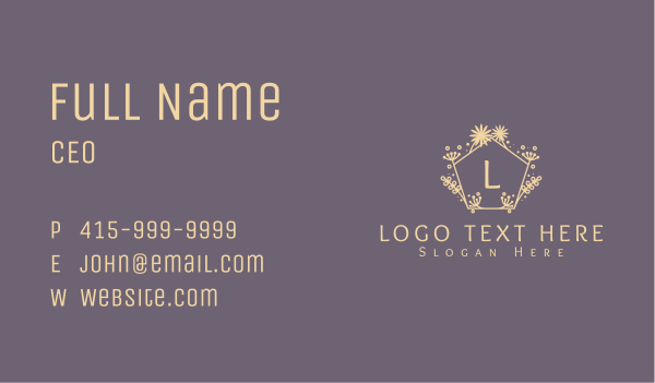Yellow Floral Letter  Business Card Design Image Preview