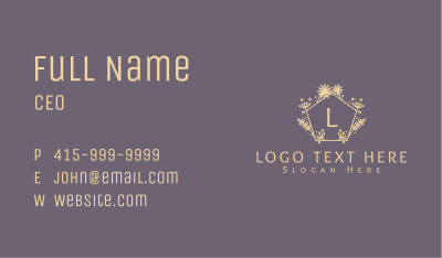 Yellow Floral Letter  Business Card Image Preview