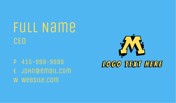 Yellow Graffiti Letter M  Business Card Design Image Preview