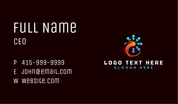 Hot Cold HVAC Business Card Design Image Preview