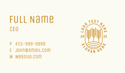 Agriculture Wheat Field Business Card
