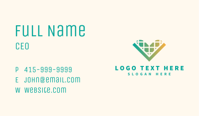 Heart Gradient Letter V Business Card Image Preview