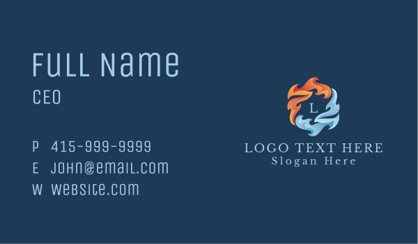 Heating Cooling Flame Lettermark Business Card Design Image Preview