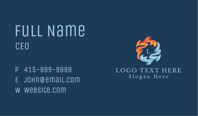 Heating Cooling Flame Lettermark Business Card Image Preview
