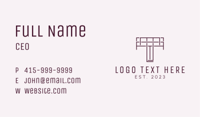 Modern Contractor Letter T  Business Card Image Preview