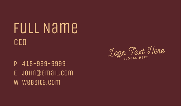 Elegant Classic Wordmark Business Card Design Image Preview