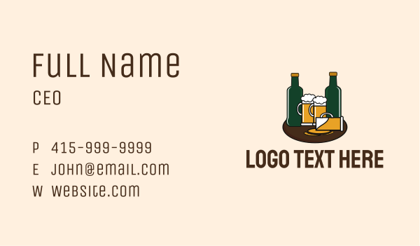 Beer Bottle & Mug Pub Business Card Design Image Preview