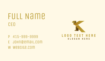 Gold Eagle Letter K Business Card Image Preview