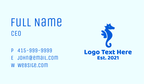 Blue Marine Seahorse  Business Card Design