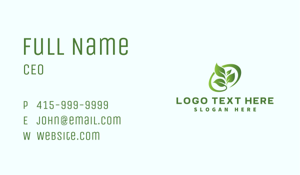 Leaf Nature Organic Business Card Design Image Preview