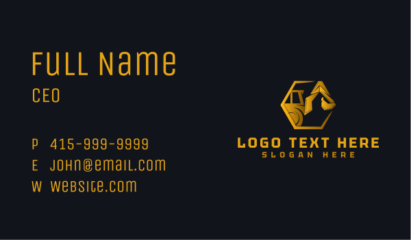 Backhoe Construction Machine Business Card Design Image Preview