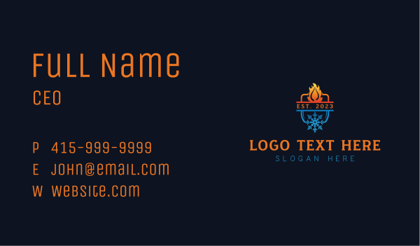 Flame Snowflake HVAC Business Card Design Image Preview