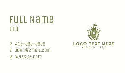 Leaf Castle Tower Shield Business Card Image Preview