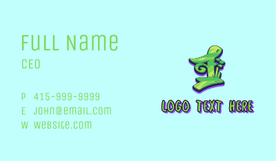 Green Graffiti Art Number 1 Business Card Image Preview
