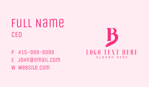 Cosmetics Brushstroke Letter B Business Card Design Image Preview