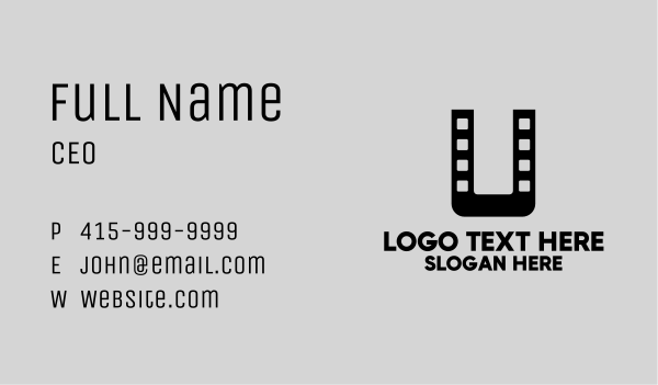 Film Letter U  Business Card Design