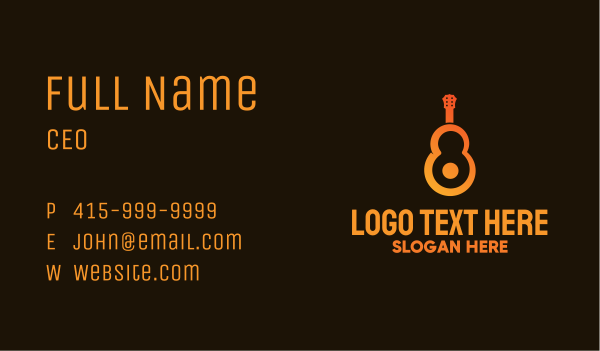 Orange Guitar Number 8 Business Card Design Image Preview